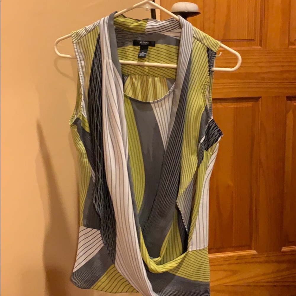 Alfani lime green,gray and black sleeveless blouse